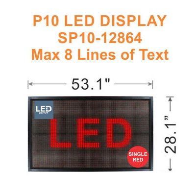 Panneau d'affichage LED P10, 1-8 lignes 128x64 ROUGE